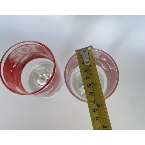 Red Eye Tabasco Bloody Mary Glasses Footed Glasses Vintage Lot of 2 Hot Sauce - Picture 9 of 12